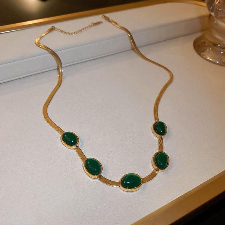 Elegant Green Crystal Necklace Set for Women