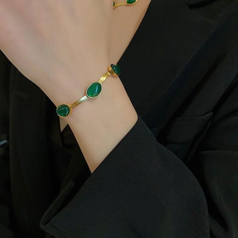 Elegant Green Crystal Necklace Set for Women