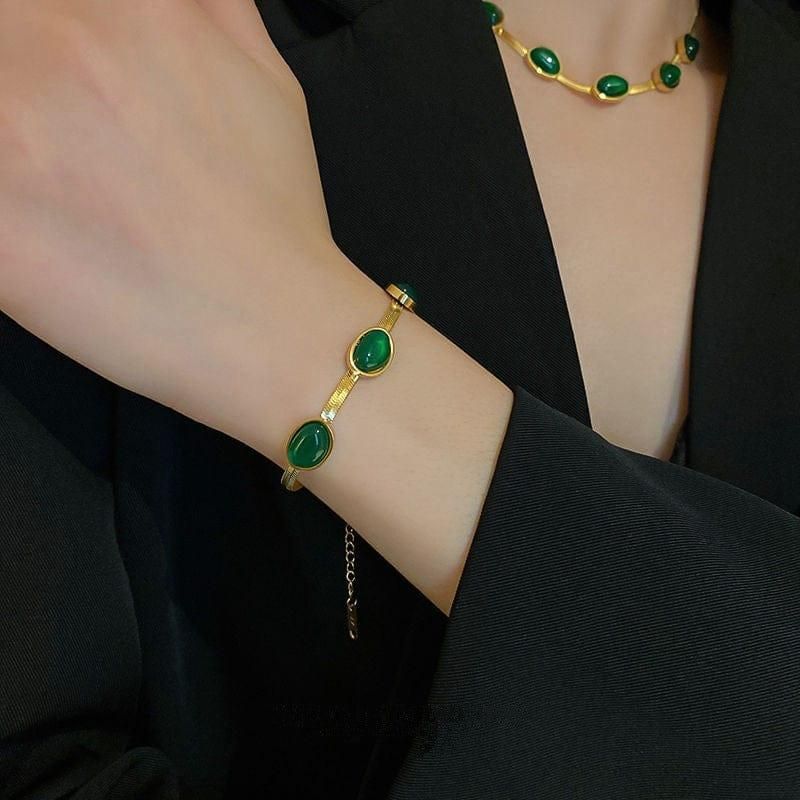 Elegant Green Crystal Necklace Set for Women
